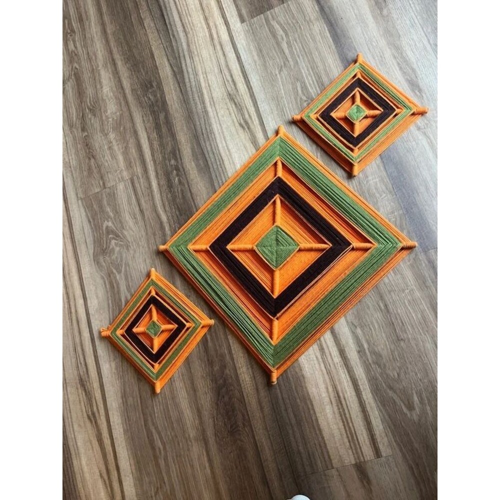 Vintage groovy MCM Yarn Wall Decor
